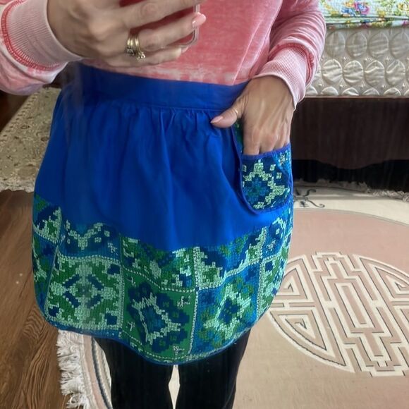 Vtg mid Century kitschy blue & green apron - Picture 5 of 5